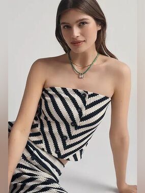 Maeve Crochet Strapless Crop Top